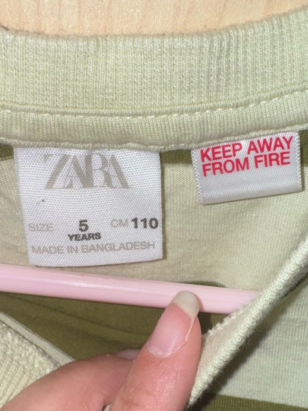 Zara Kids Boy Olive & Cream Striped Pocket Tee - Short Sleeve size 5 - Picture 3 of 3